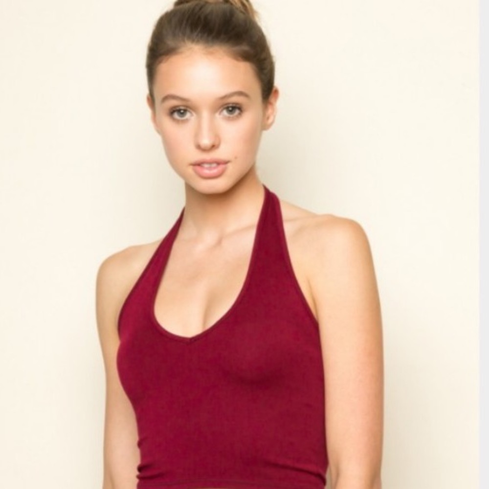 BRANDY MELVILLE RED HALTER TOP